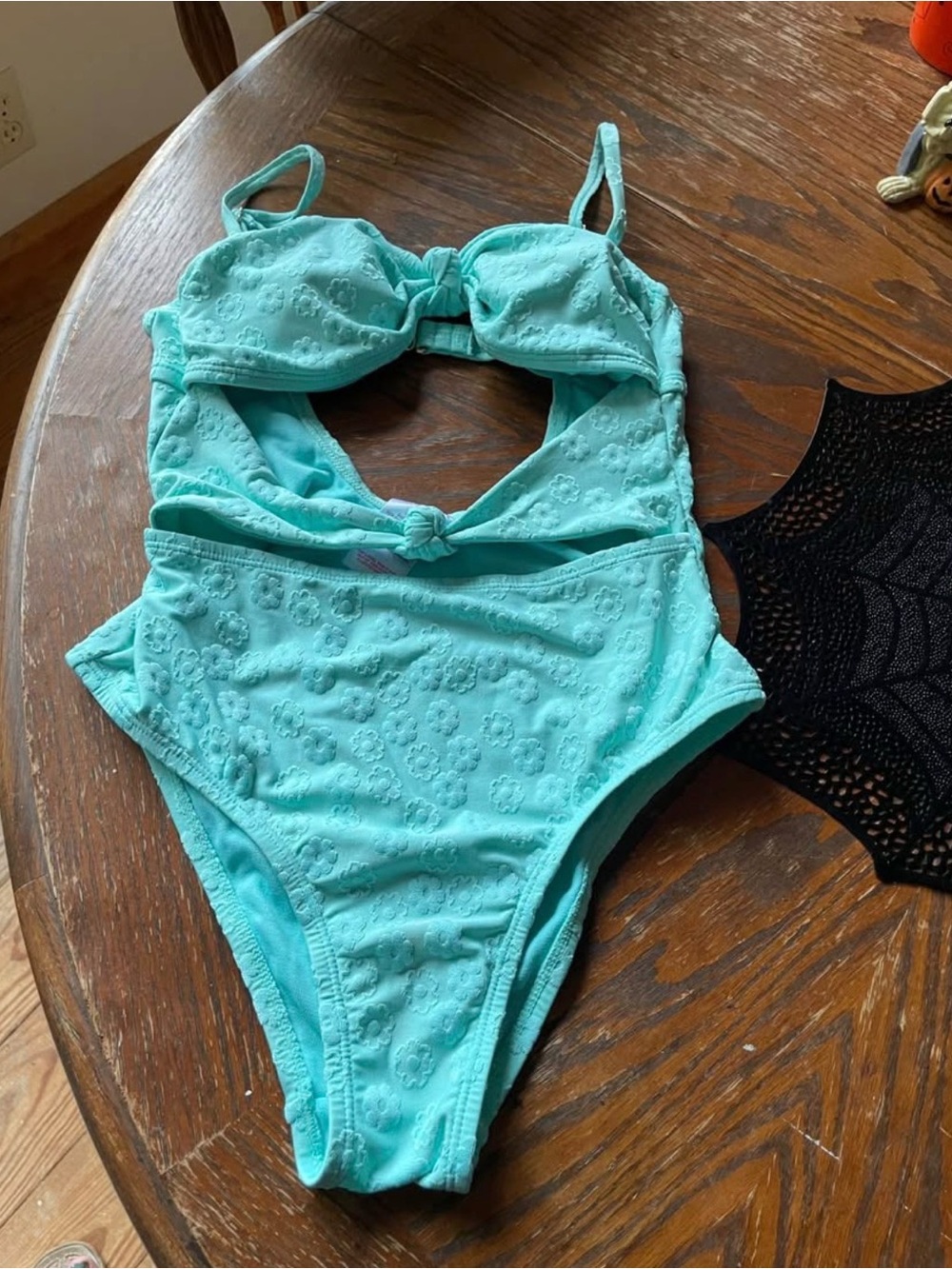 Ladies Aqua One-Piece Swimsuit with Cutout